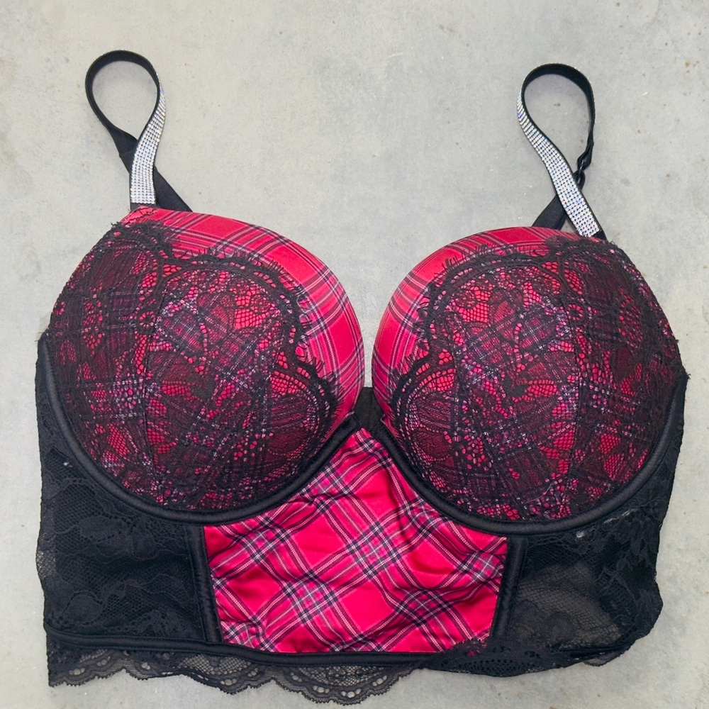 Victoria’s Secret Bombshell Push Up Bra Corset Longline Bra Size 36D